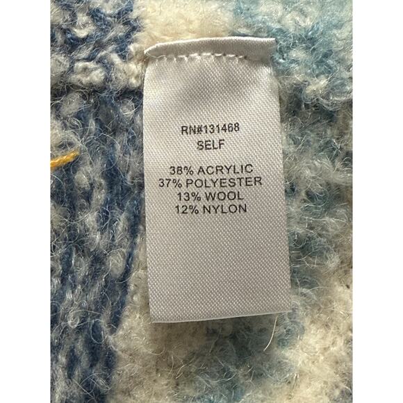 fab'rik Color-Blocked Striped Fuzzy Wool Blend Cropped Sweater, Size M - Picture 5 of 5